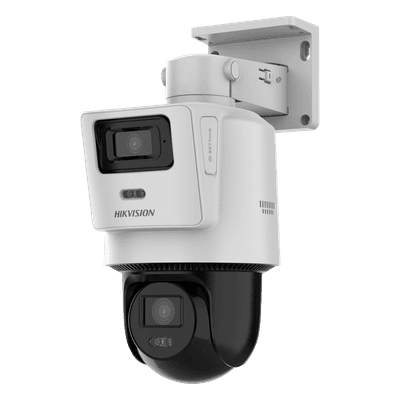 Cámara PTZ TandemVu IP / Dual Sensor 4 MP + 4 MP / Lentes 2.8 mm + 8 mm / Dual Light IR + Blanca 30 m (98.4 ft) / PoE 802.3at / IP66