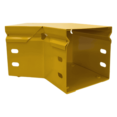 Curva Horizontal para Fibra Óptica / 45° / Aluminio 4" x 4" / Radio 8" / Epóxica Amarilla / Incluye Accesorios