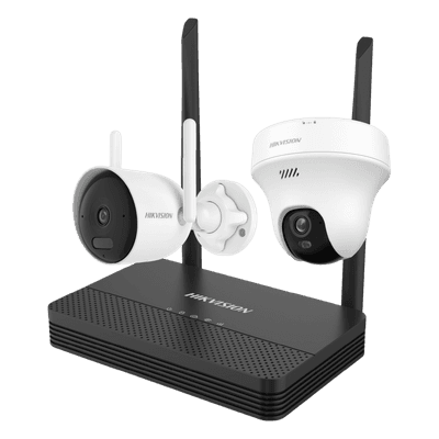 Kit IP Inalámbrico / NVS 4 Canales / 2 Cámaras Wi-Fi 2 Megapixel / Dual Light 30 m (98.4 ft) / Audio Bidireccional / Lente 2.8 mm 97°
