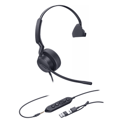 Diadema USB Profesional / Mono / Cancelación de Ruido AI / Altavoz 35 mm / USB-C/A Plug-and-Play / Certificación Microsoft Teams
