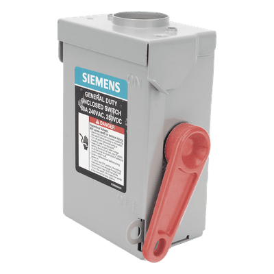 Interruptor de Seguridad / 240Vca / 2 Polos / 30A / NEMA 3R / Doble Ruptura Visible / Sin Portafusibles / 100kAIC