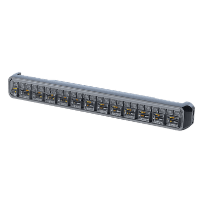 Luz Auxiliar LED / 45 LEDs Tricolor Rojo/Azul/Blanco / 12-24 VDC / Lente Transparente / SAE / 11.42" / Halo Rojo Multifuncional
