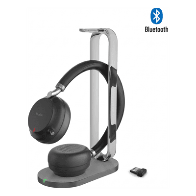 Auriculares Profesionales / Bluetooth 5.3 / Alcance 45 m (147.6 ft) / ANC 35 dB / Autonomía 40 h / Base de Carga Qi / USB-C y USB-A