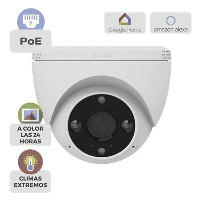 Cámara IP Bullet PoE / 3 Megapixel 2K / Visión Nocturna Color 30 m (98.4 ft) / Detección IA Humano/Vehículo / Audio Bidireccional / Defensa Activa / IP67