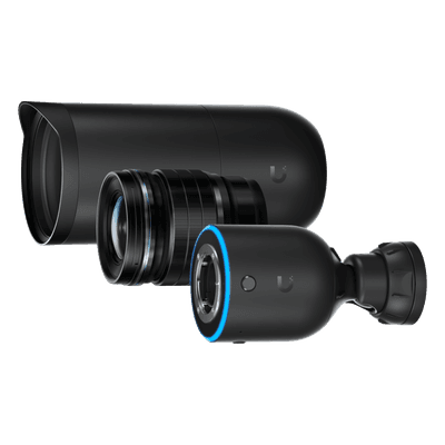 Cámara IP AI DSLR / 4K 8MP a 30 fps / Sensor CMOS 4/3" 10MP / Lente Fijo Gran Angular 17 mm / PoE+ / IPX5 / Audio Bidireccional