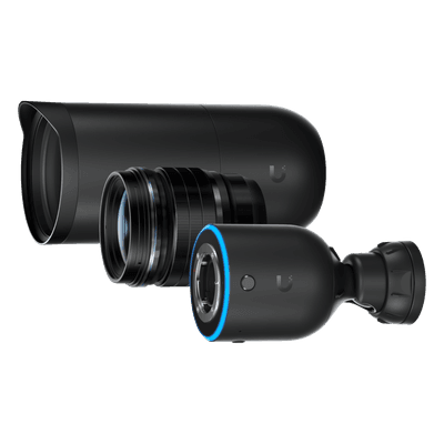 Cámara IP AI DSLR / 4K 8MP 30 fps / Sensor 4/3' 10MP / Lente 45 mm / Ángulo 21.6° / PoE+ 17.77 W / IPX5