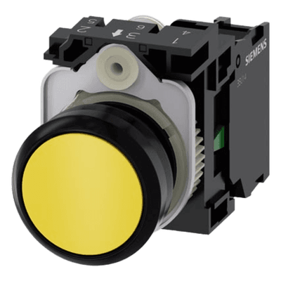 Botón de Control Industrial / 22 mm / IP69K / Contacto Normalmente Abierto / 10 A / 5-500 V AC/DC / Amarillo