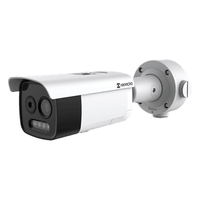 Cámara Bala IP Bi-Espectral / Térmica 256×192 / Óptica 5 MP / IA GUANLAN / Rango -20°C a 650°C / Precisión ±2°C / Detección de Fuego y Humo / Alarma Visual y Audible / Dual Light