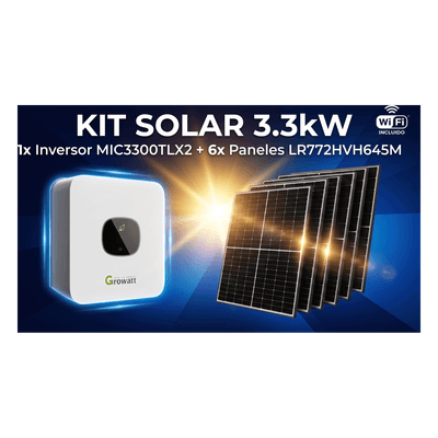 Kit Solar Interconexión / 3.3 kW / 220 Vca / 6 Módulos 645 W / Wi-Fi / Montaje Incluido