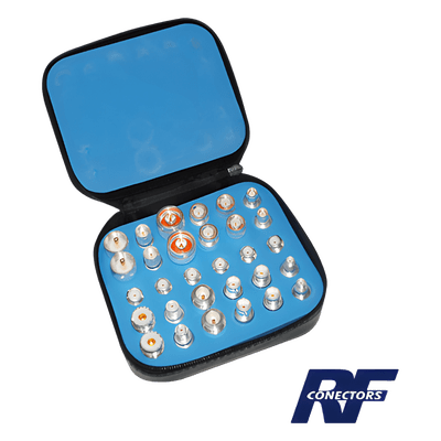 Kit de Adaptadores RF / 30 Piezas / Baño de Plata / UNIDAPT a UHF BNC TNC SMA N / Estuche Protector