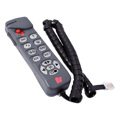 Control remoto / Botonera BCT500 / Microprocesador / RS-485 / 10 salidas relé 10A / 12V ±20% / -20°C a +60°C / 5.9 x 1.7 x 1.4 in (BCT500) / 2.4 x 5.5 x 7.5 in (GEP500)