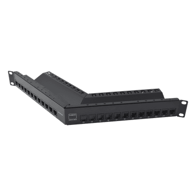 Patch Panel / 24 Puertos / Blindado Cat 6A / Angulado / 1UR