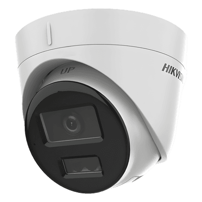 Cámara Turret IP / 2 Megapixel / Dual Light IR 30 m (98.4 ft) + Luz Blanca 20 m (65.6 ft) / Lente 2.8 mm / 103° / Audio Integrado / IP67 / PoE