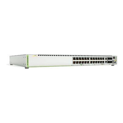 Switch PoE+ Stackeable Capa 3, 24 puertos 10/100/1000 Mbps + 2 puertos SFP Combo + 2 puertos SFP+ 10 G Stacking, 370 W