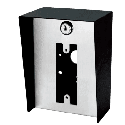 Gabinete para Montaje en Poste / Carcasa de Acero con Pintura en Polvo / Placa Frontal de Acero Inoxidable con Bisagra / IP65 Impermeable / 128x170x94 mm (5.0x6.7x3.7 in)