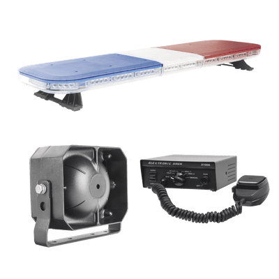 Kit de Señalización para Seguridad Pública / Barra LED 88 Luces Hyperlux / Sirena 100W 6 Tonos / Bocina 100W 8 Ohms / IP65 / 13 Patrones de Destello
