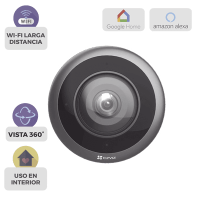 Cámara IP Fisheye 360° / 3K+ (2320x2320) / Wi-Fi Dual Banda 2.4/5 GHz / IR 10 m (32.8 ft) / Audio Bidireccional / MicroSD 512GB / H.265