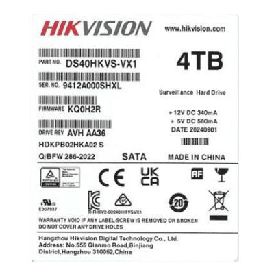 Disco Duro para Videovigilancia / 4 TB / 5400 RPM / SATA 6 Gb/s / 32 Canales HD / 180 TB Carga Anual / 24x7