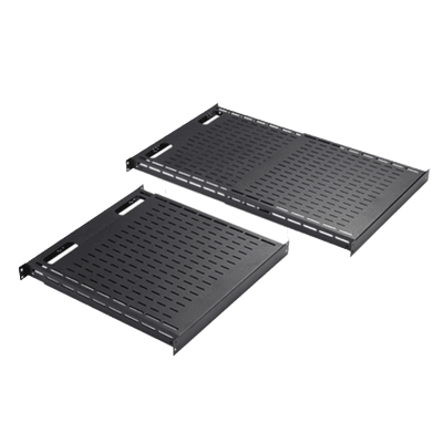 Charola Ventilada de Instalación sin Herramienta / Superficie 19" / Ajustable 792 a 1151 mm (31.2 a 45.3 in) / Carga 68 kg (150 lb) / Acero Negro