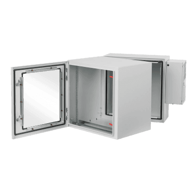 Gabinete Industrial 19" / 36 UR / Doble Puerta Abatible con Ventana / Aire Acondicionado 800 BTU / NEMA 4/12 / IP66 / IK10 / Acero