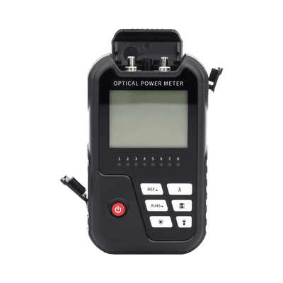 Medidor de Potencia Óptica / Rango -50dBm a 26dBm / Detector InGaAs 800-1700nm / VFL 2mW 650nm / Probador RJ45 hasta 300m / 120h Operación Continua