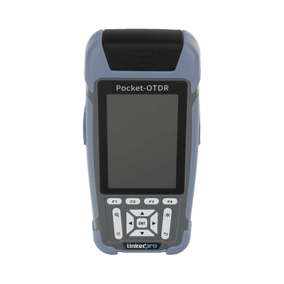 Mini OTDR para Fibra Óptica / Monomodo 1310nm y 1550nm / Rango Dinámico 24dB/22dB / VFL 10mW / OPM Integrado / Mapeo RJ45 / Alcance 128 km / Pantalla 3.5" / 12 Horas de Medición Continua