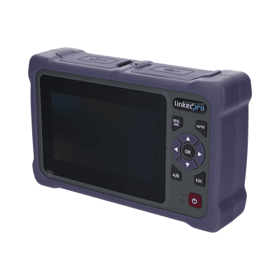 OTDR Touch / Fibra Óptica Multimodo / 850nm y 1300nm / Rango Dinámico 22/24 dB / Zona Muerta 1.5 m (4.9 ft) / VFL 10mW / OPM / Mapeo RJ45 / Batería 5000 mAh