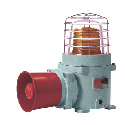 Combinación de baliza LED ámbar fija/flasheante con sirena electrónica / 120 dB / Zona peligrosa ATEX/IECEX / 120 VCA / IP66 / Ex d IIC T6