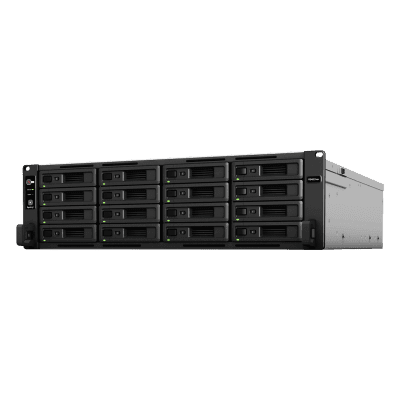 Servidor NAS Rack / 16 Bahías / Intel Xeon D-1541 8 Núcleos / 16 GB DDR4 ECC Ampliable a 64 GB / 403,000 IOPS / 6,200 MB/s Lectura / RAID F1 / Doble Fuente Redundante