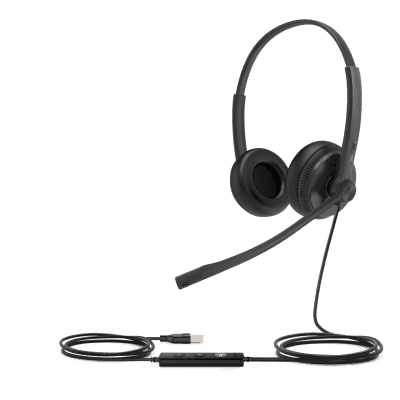 Auriculares USB Profesionales / Binaurales / Cancelación de Ruido Pasivo / USB-A Plug-and-Play / Indicador LED de Ocupado / Certificación Microsoft Teams